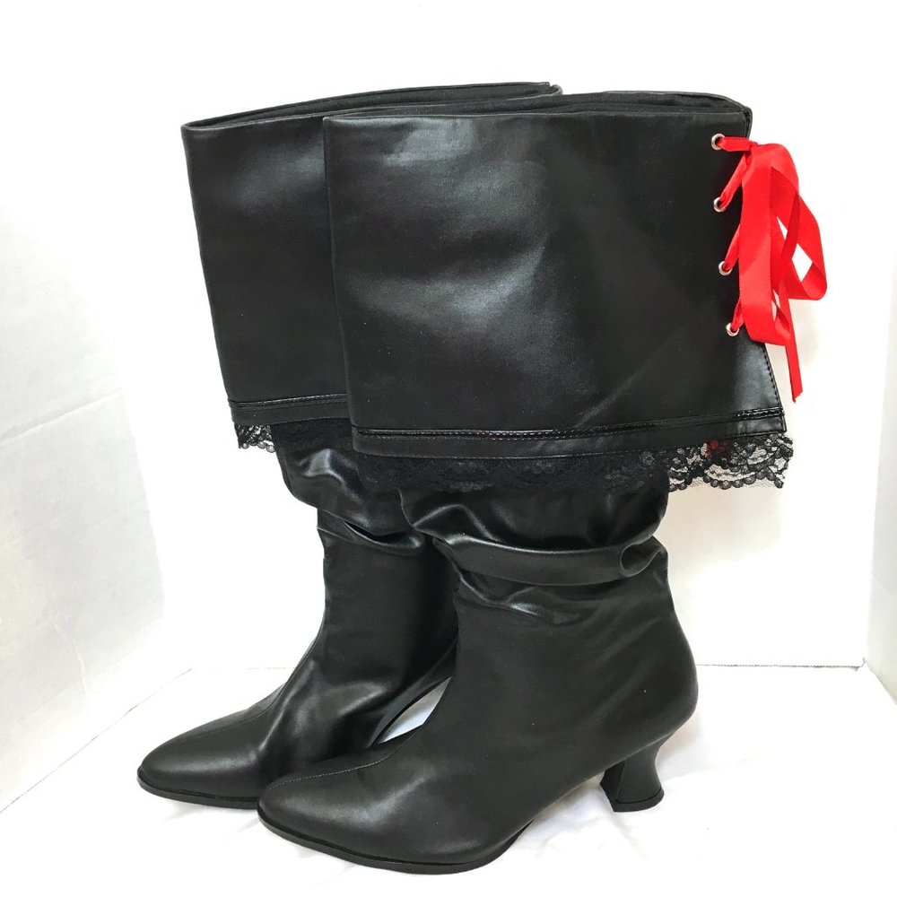 Pirate Buccaneer Mid Heel Knee High Costume Boots by Ellie EUC Sz 9